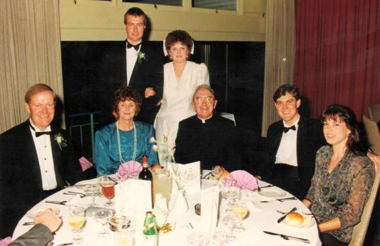 At Bernadette and Peter's wedding.  Martin & Tricia, Fr Sean Conroy and Martin Pat & Tricia